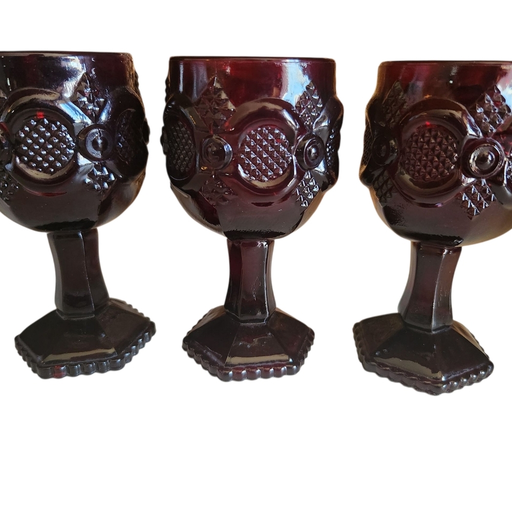 Avon Cape Code Collection Ruby Red Wine Glasses Set Of 3